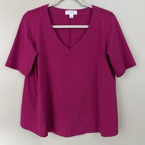 Luukaa Basics Luxury Brand Magenta Purple Soft Short Sleeved Top Lagenlook Sz 8